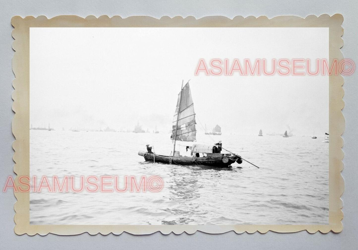 ABERDEEN BOAT HOUSE CHINESE JUNK SAIL SHIP VINTAGE HONG KONG Photo 28796 香港旧照片