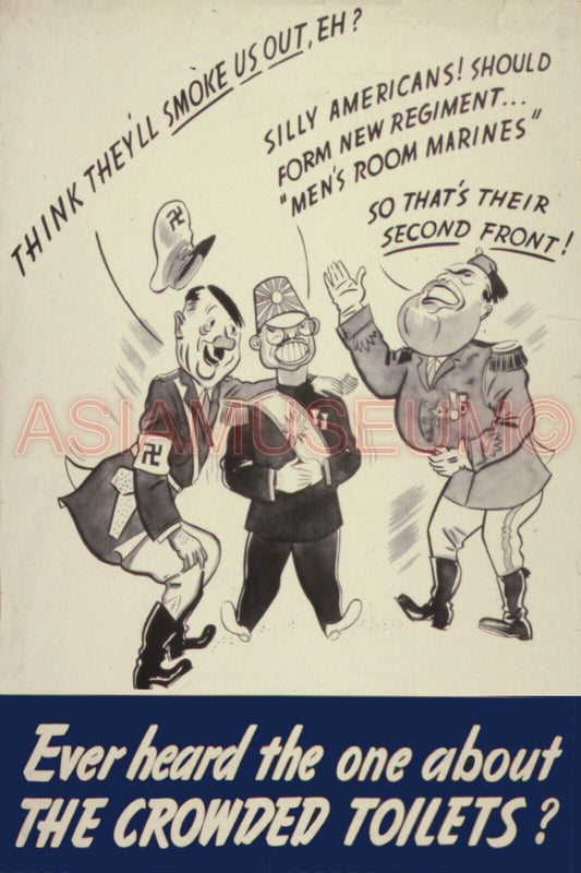 1945 WWii AMERICA CARTOON COMIC CARICATURE FUNNY TOILET JOKE PROPAGANDA Postcard