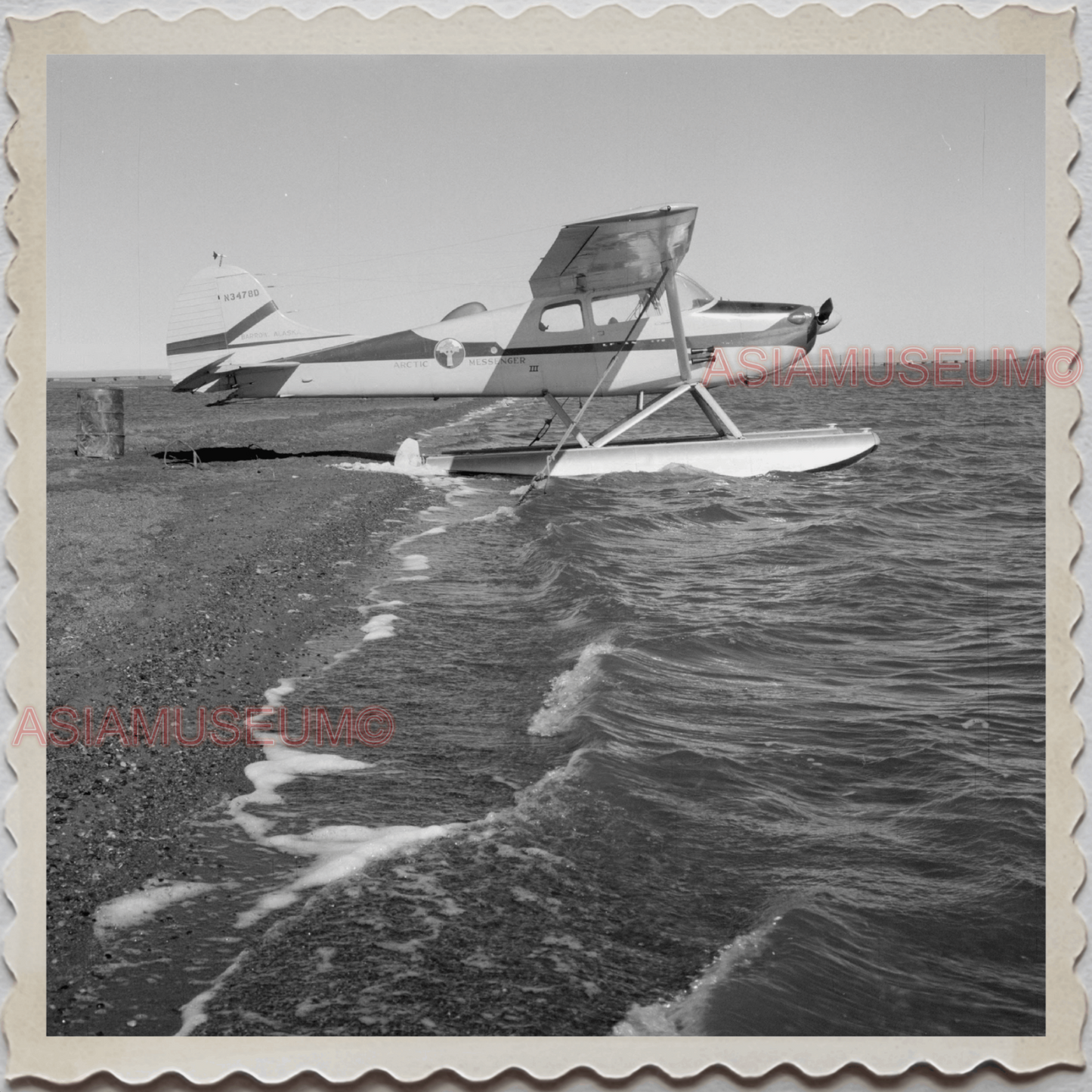 50s UTQIAGVIK NORTH SLOPE BARROW ALASKA SEAPLANE BEACH  VINTAGE USA Photo 7609