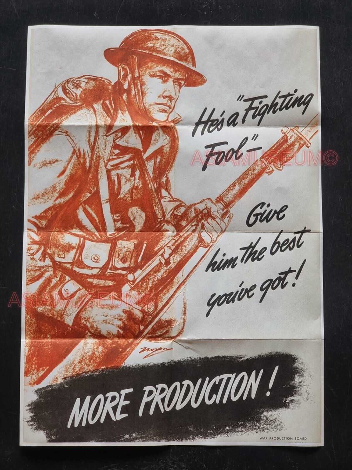 1944 USA AMERICA FIGHTER ARMY MARINES SOLDIER TANK DUN RIFLE PROPAGANDA POSTER