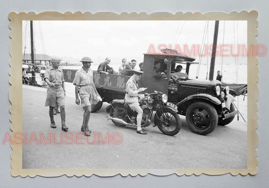 BRITISH INDIA ARMY POLICE MOTORCYCLE PIER HONG KONG VINTAGE Photo 22959 香港旧照片