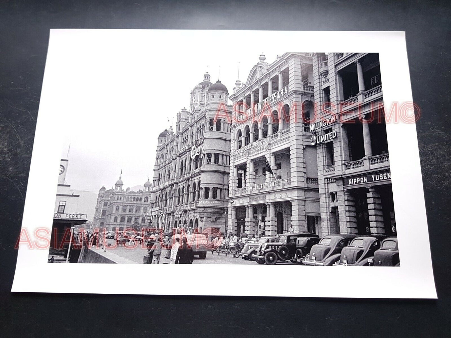 40's Large HONG KONG STAR FERRY TERMINAL WATERFRONT ROAD Old Vintage Photo 香港老照片