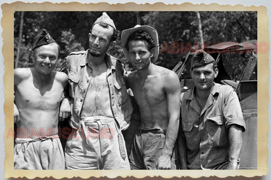 50s Vietnam War Group Ho Chi Minh Tank Army Gay Man Topless Vintage Photo #716