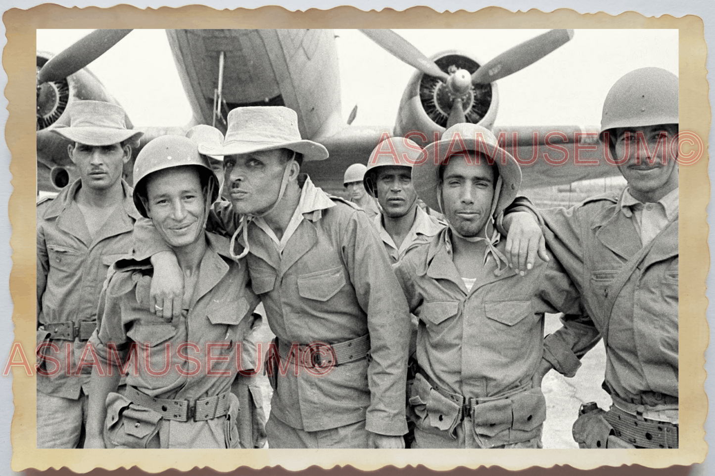 40s WW2 Vietnam FRANCE ARMY SOLDIER INDOCHINA WAR AIRCRAFT  Vintage Photo 23742