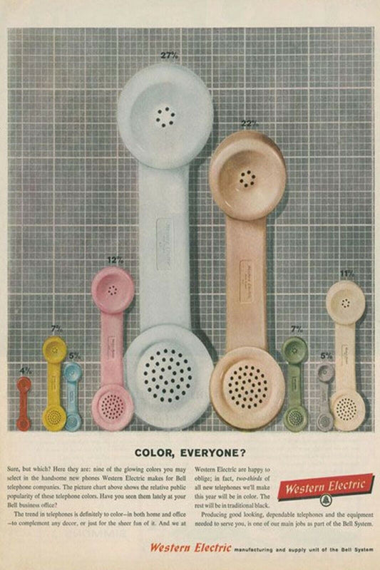 1950s WESTERN ELECTRIC COLOR TELEPHONE HOUSE PHONE Ads Vintage Postcard #141