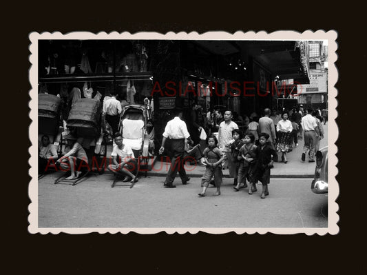 Rickshaw Children Boy Kowloon Canton Rd Vintage Hong Kong Photograph 香港旧照片 #2882