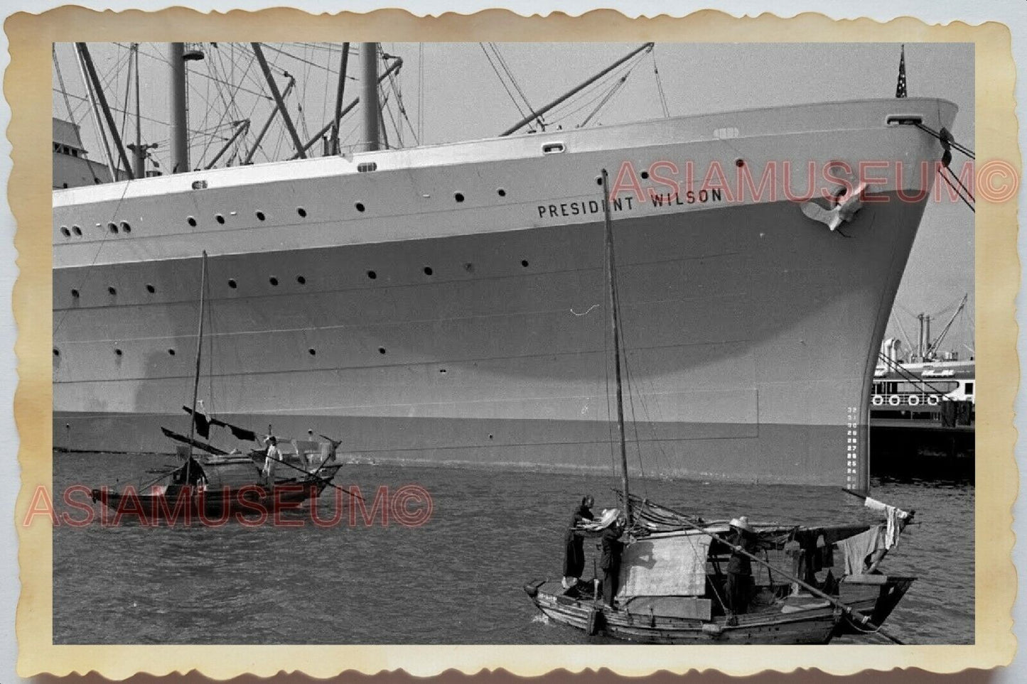 50s Vietnam War Port Vessel Ship Boat Ferry President Wilson Vintage Photo #474