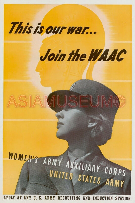 1942 WW2 USA AMERICA WOMEN ARMY WAAC AUXILIARY CORPS WAR CAP PROPAGANDA Postcard