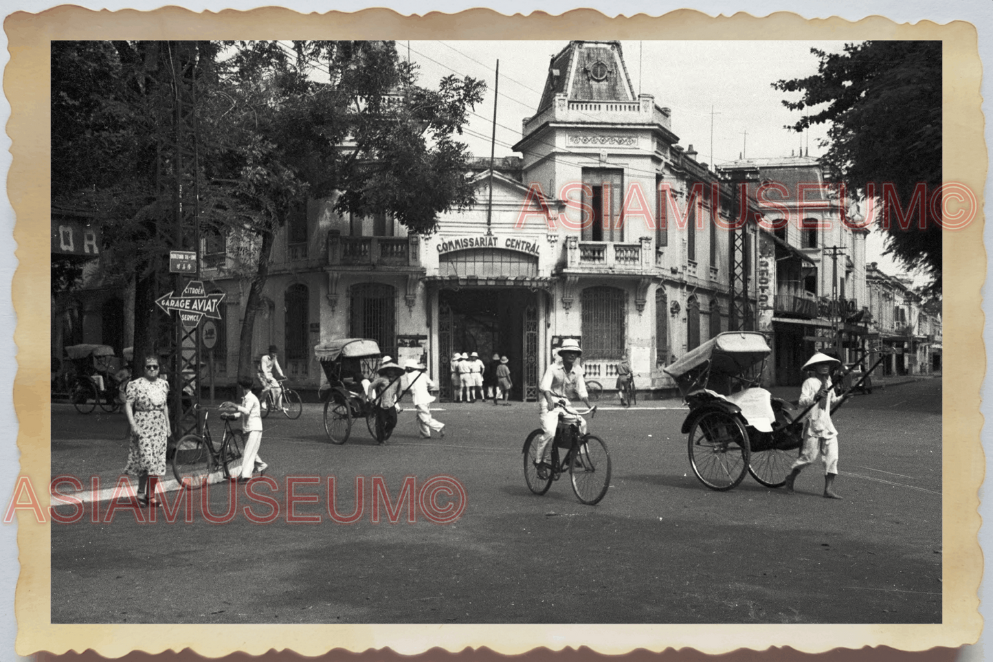 40s WW2 Vietnam HANOI CITY HALL FRENCH COLONIAL BUILDING CAR Vintage Photo 04292