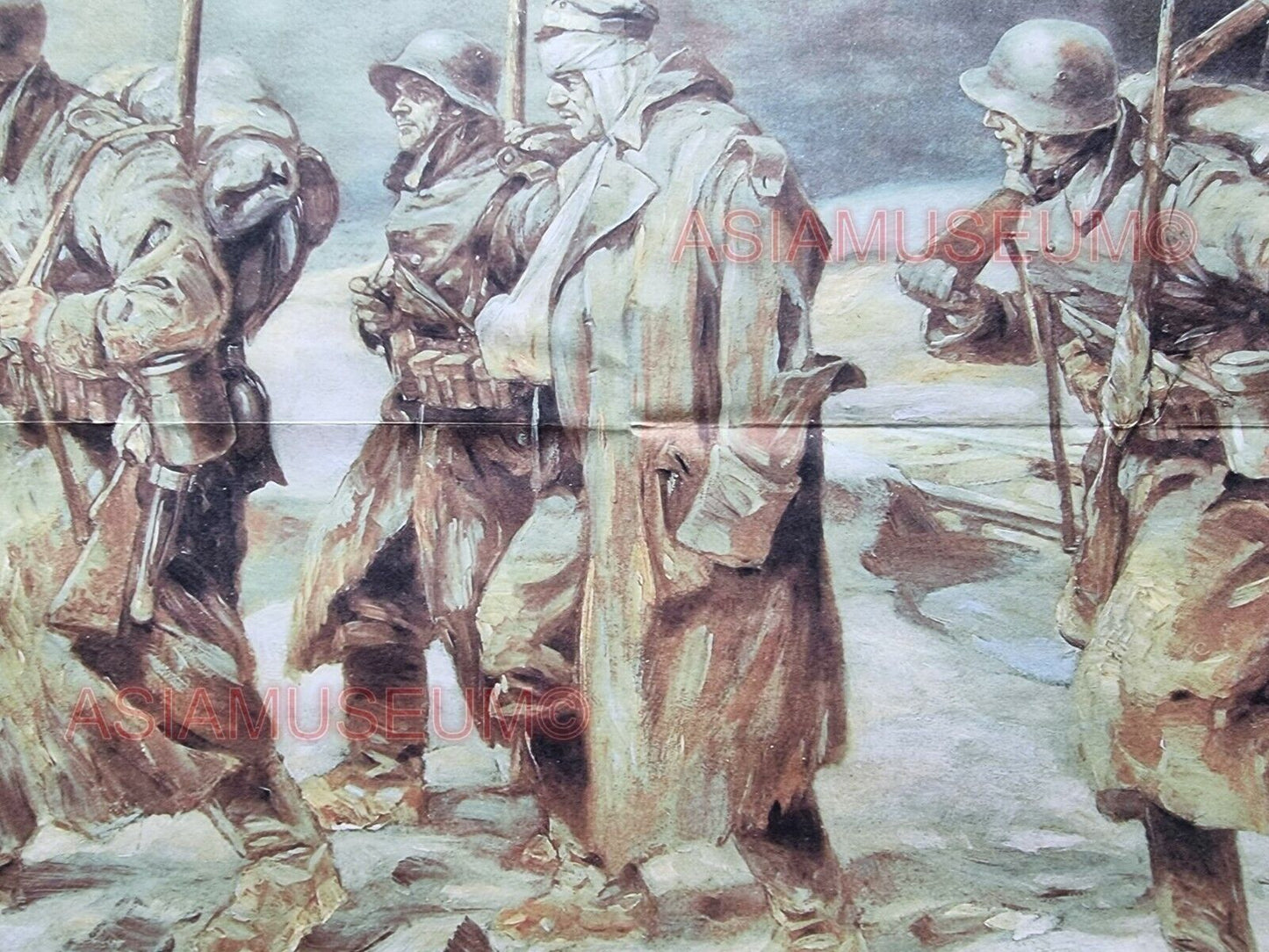 1942 WW2 USA AMERICA ARMY SOLDIER ART PAINTING WINTER SNOW WAR PROPAGANDA POSTER