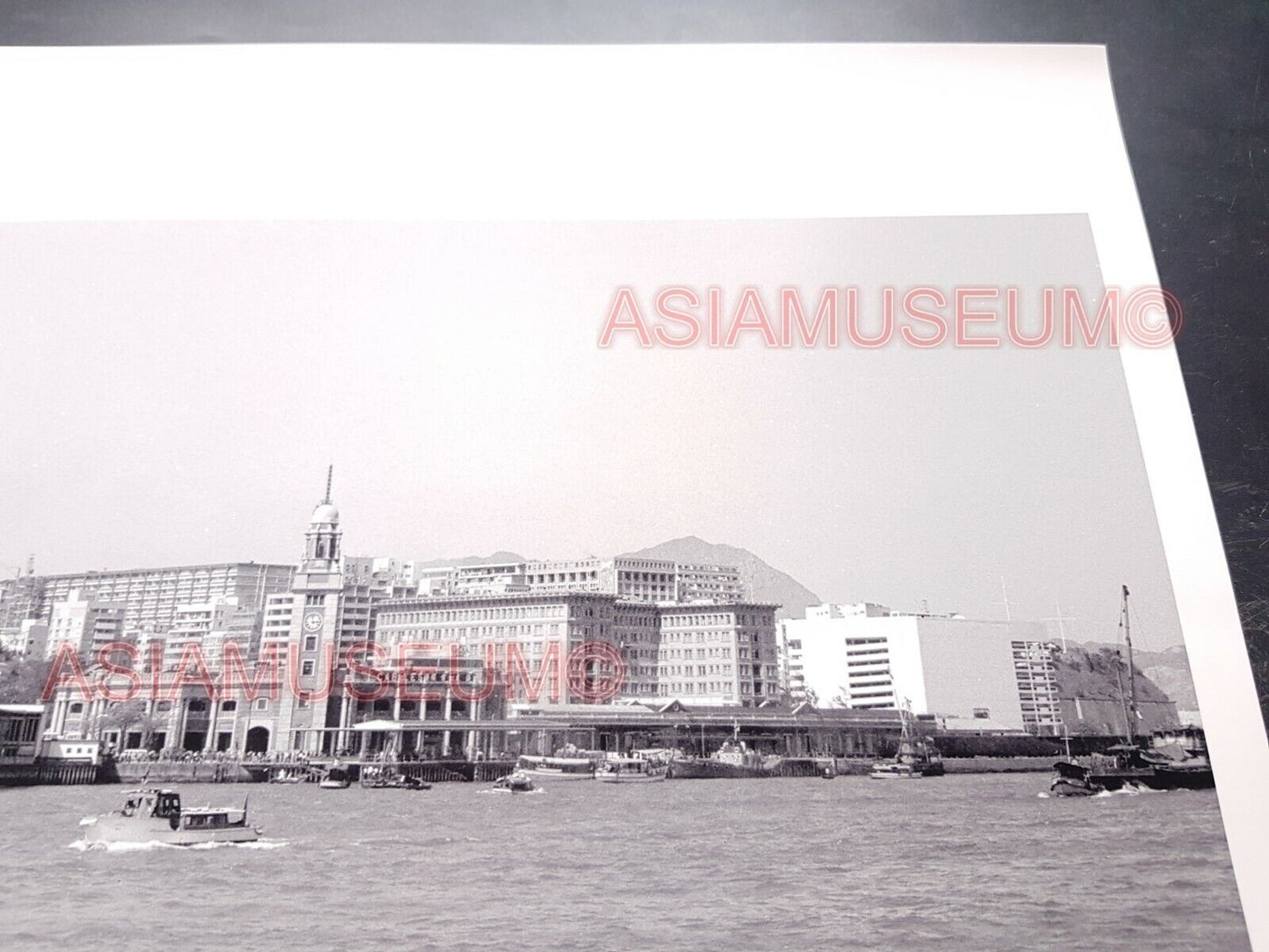 40's Large HONG KONG STAR FERRY TERMINAL KOWLOON CLOCK TOWER Vintage Photo 香港老照片