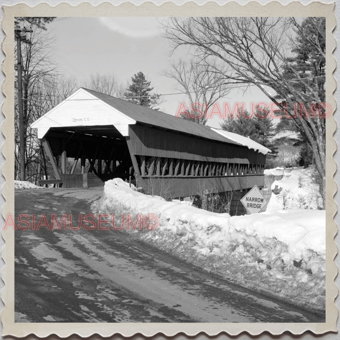 50s CONWAY CITY FAULKNER COUNTY ARKANSAS BRIDGE SNOW OLD VINTAGE USA Photo 11839