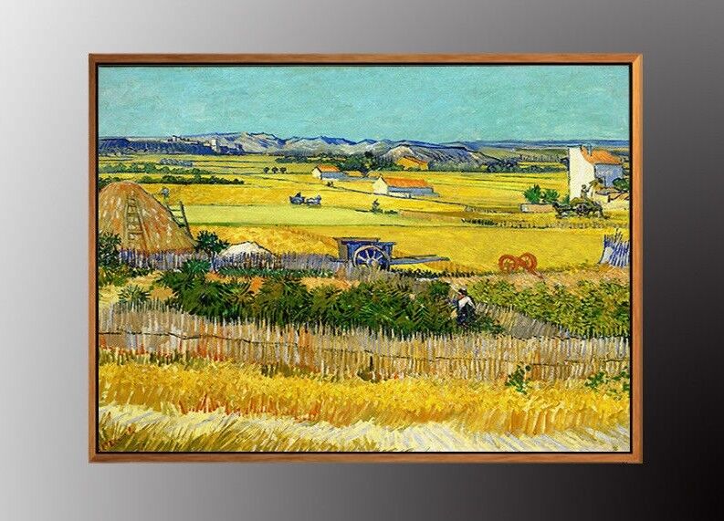 VAN GOGH The Harvest Painting Canvas Art Print 50x70cm WITH vintage Gold FRAME