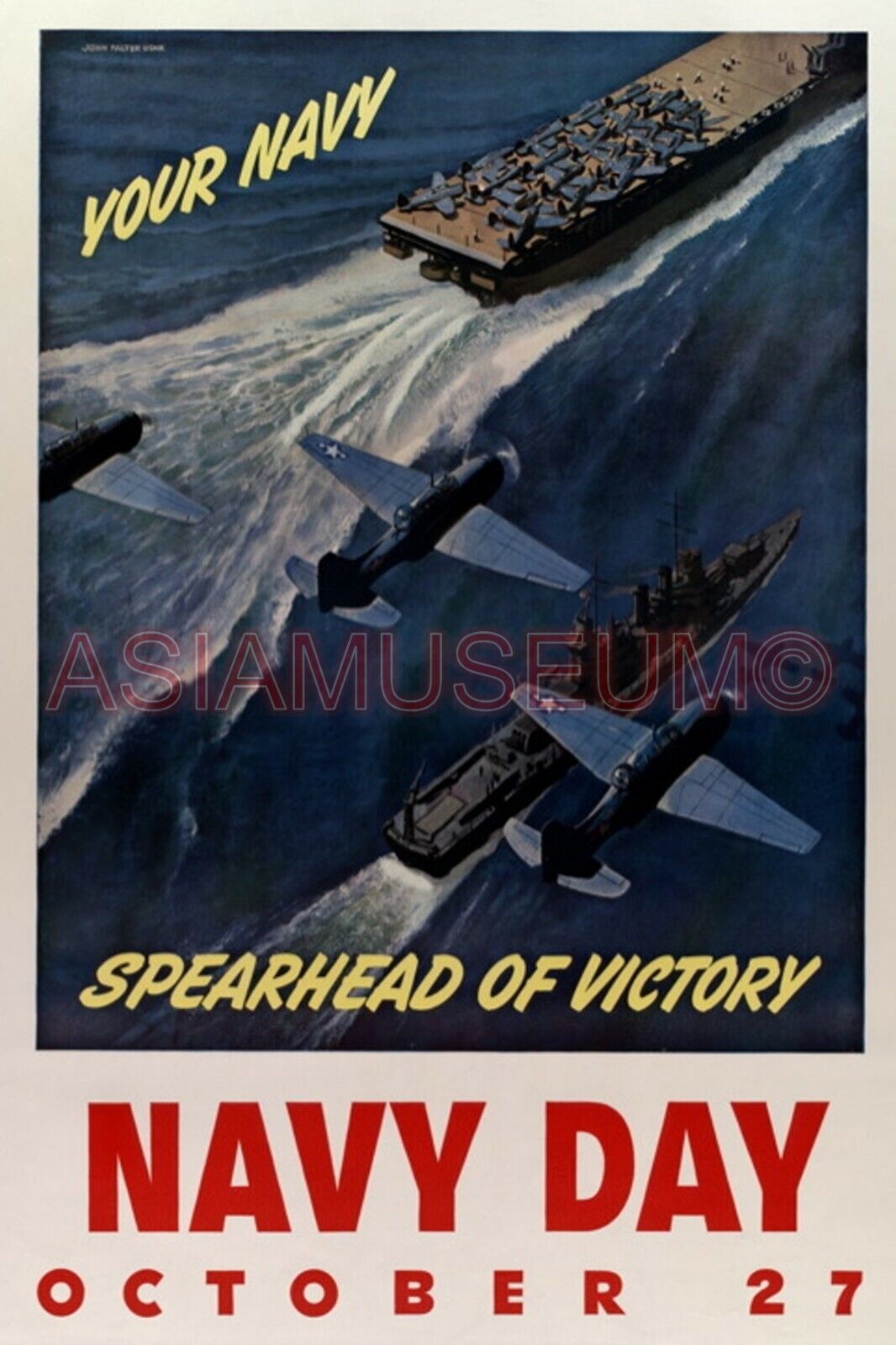 1941 WW2 USA AMERICA PACIFIC WAR NAVY VICTORY WARSHIP PLANE PROPAGANDA Postcard