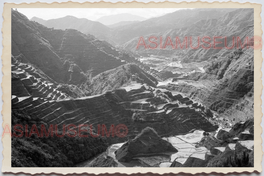 50s PHILIPPINES MOUNTAIN VILLAGE CORDILLERA Ifugao Rice Hill Vintage Photo 24110