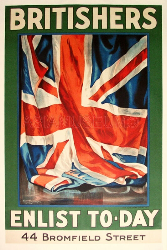 1943 WW2 USA AMERICA BRITAIN BRITISH FLAG ENLIST ARMY ii WAR PROPAGANDA Postcard