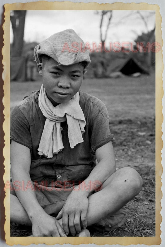 50s Vietnam SAIGON VILLAGE YOUNG MAN BOY SCOUT ARMY SOLDIER  Vintage Photo 639