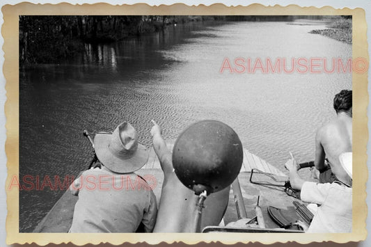 50s Vietnam War Saigon Ho Chi Minh Topless Army Patrol River Vintage Photo 1065