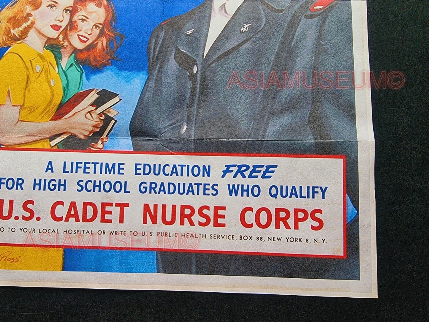 1943 WW2 AMERICA USA WOMEN CADET NURSE CORPS LADY UNIFORM WAR  PROPAGANDA POSTER