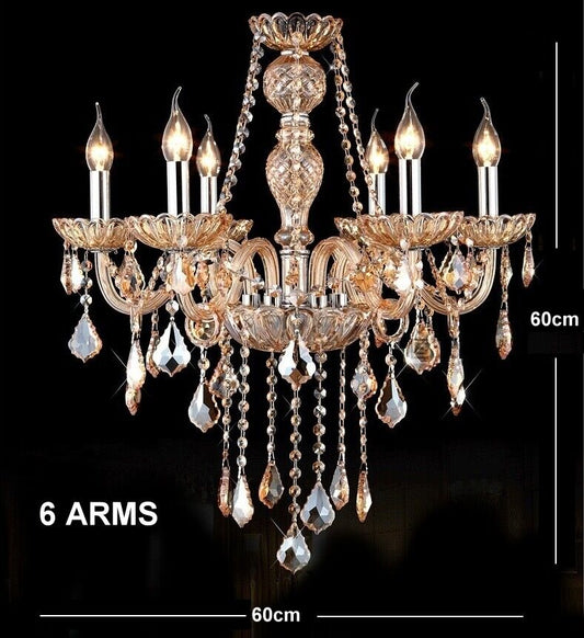 Antique European Italian French CHANDELIER Crystal Silver Champagne 6 Arm Light