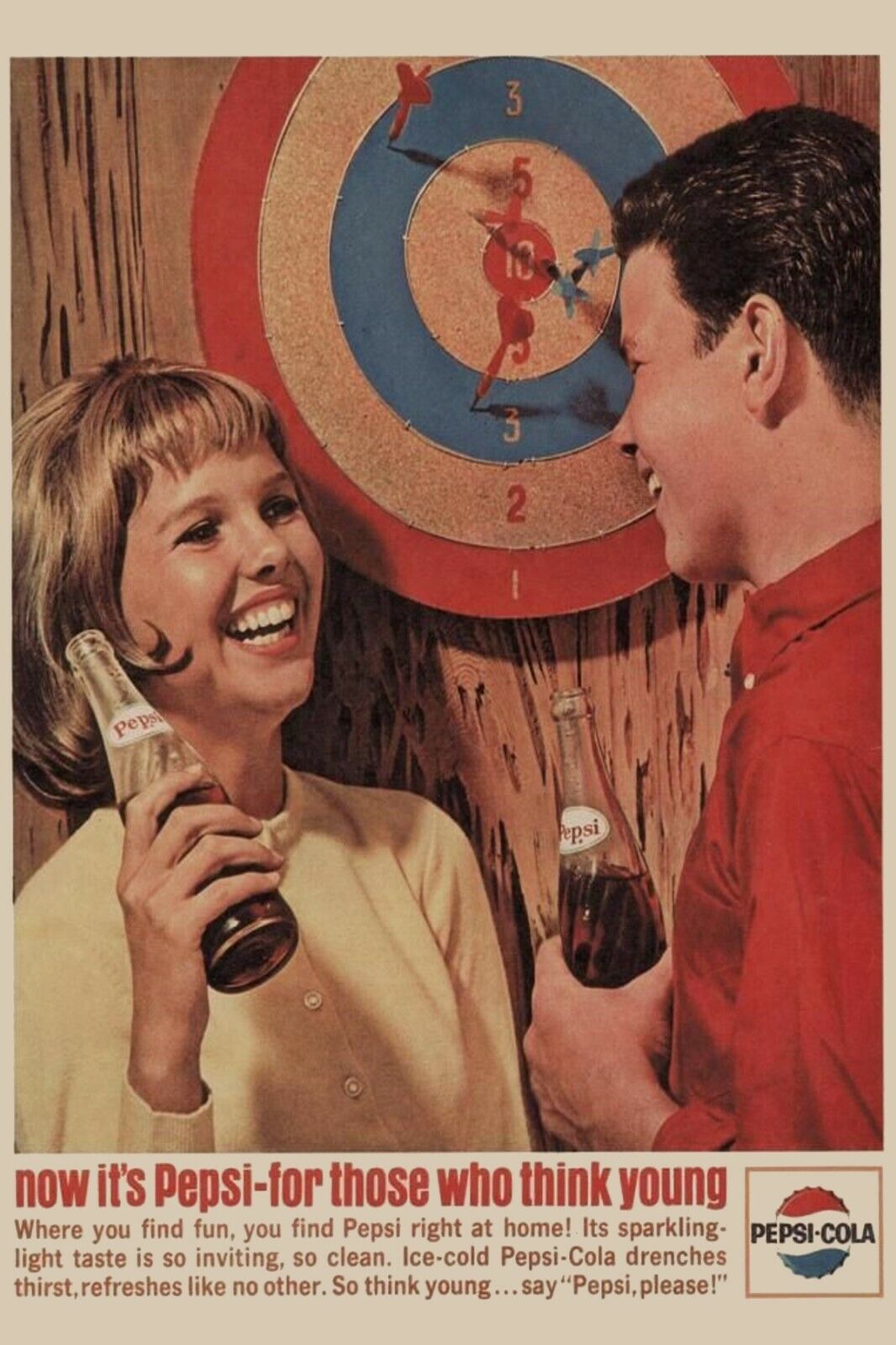 Men Dart Women Pepsi Cola Bottle Vintage Women Lady Advertisement Postcard #017