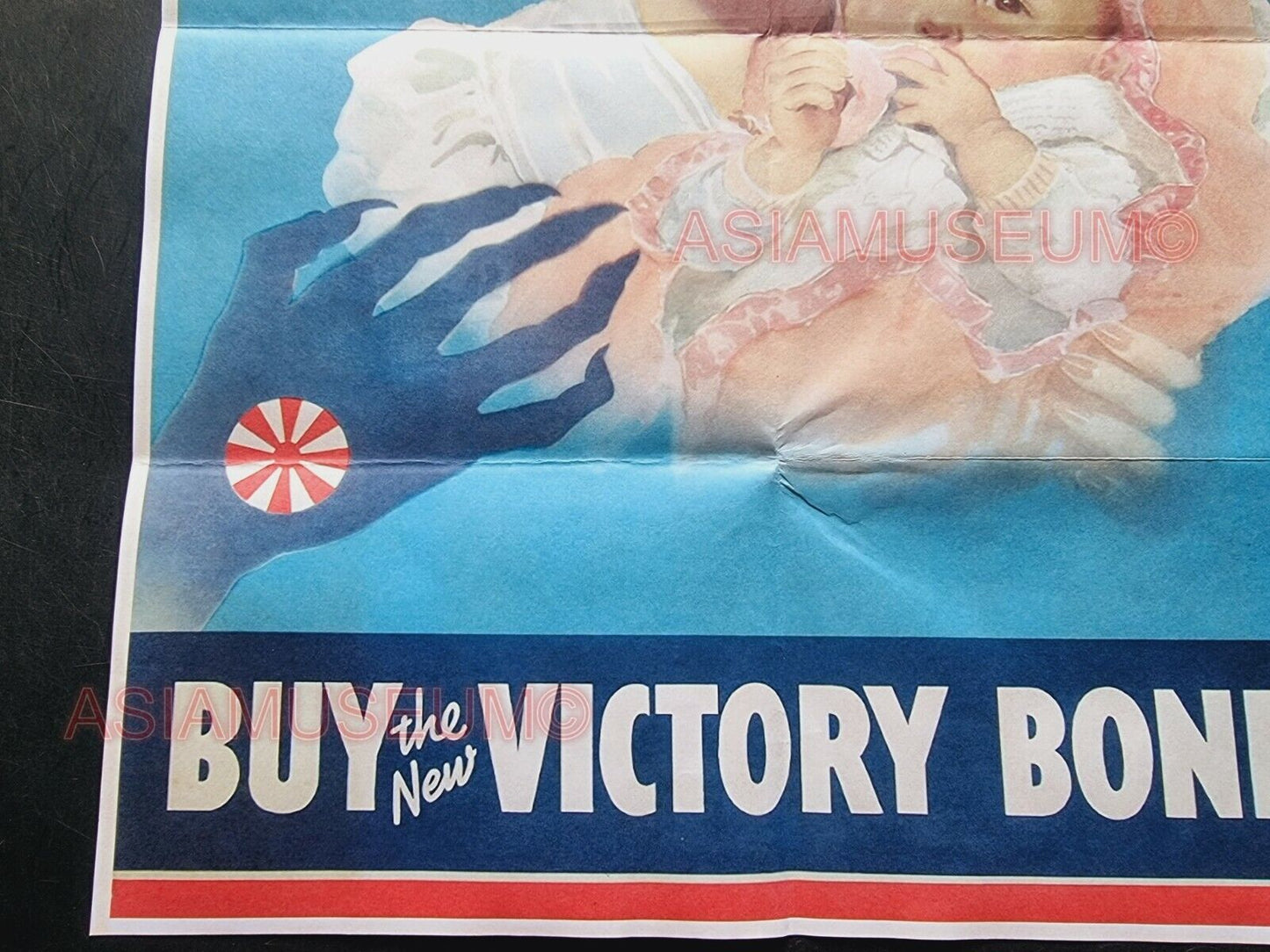 1943 WW2 AMERICA WOMEN BABY GIRL BUY WAR VICTORY BONDS JAPAN PROPAGANDA POSTER