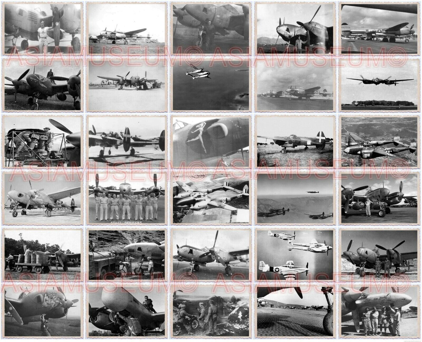 341pcs WW2 USA P-38 P38 Aircraft Plane Fighter Carrier Navy Pilot Vintage Photo