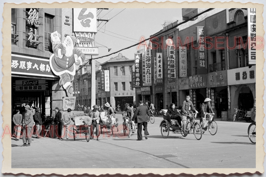 50s PHILIPPINES MANILA STREET SANTA CLAUS CYCLIST BICYCLE Vintage Photo 28677