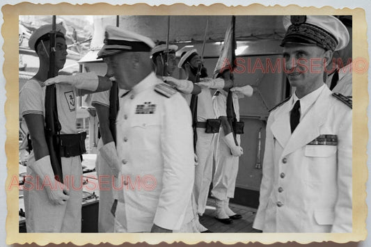 50s Vietnam SAIGON HO CHI MINH WARSHIP NAVY NAVAL CAPTAIN GUN Vintage Photo 1499