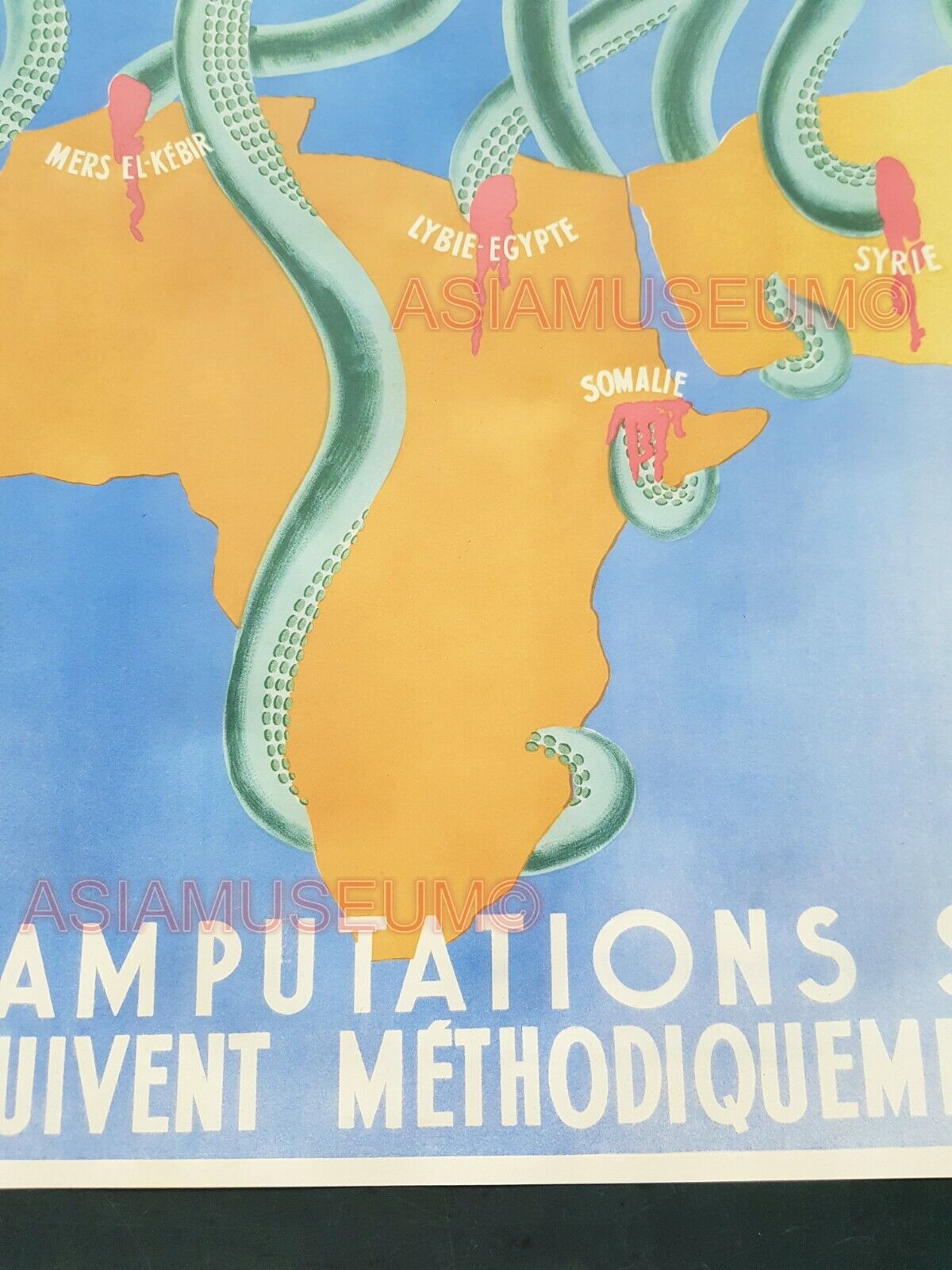 1942 WW2 Confiance Ses Amputations ENGLAND UK AFRICA MAP WAR PROPAGANDA POSTER