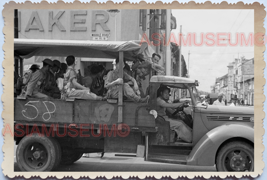 WW2 War Army Soldier Military Truck Lorry Street Vintage Singapore Photo 17581