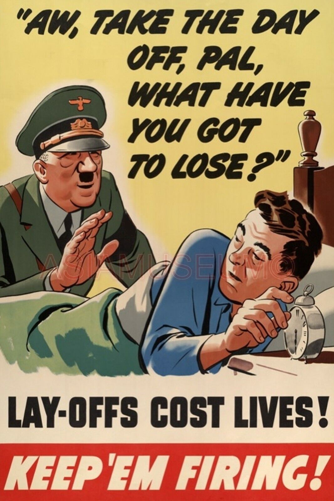 1941 WWii USA AMERICA D-DAY ALLIES COMIC LAY OFFS COST LIVES PROPAGANDA Postcard