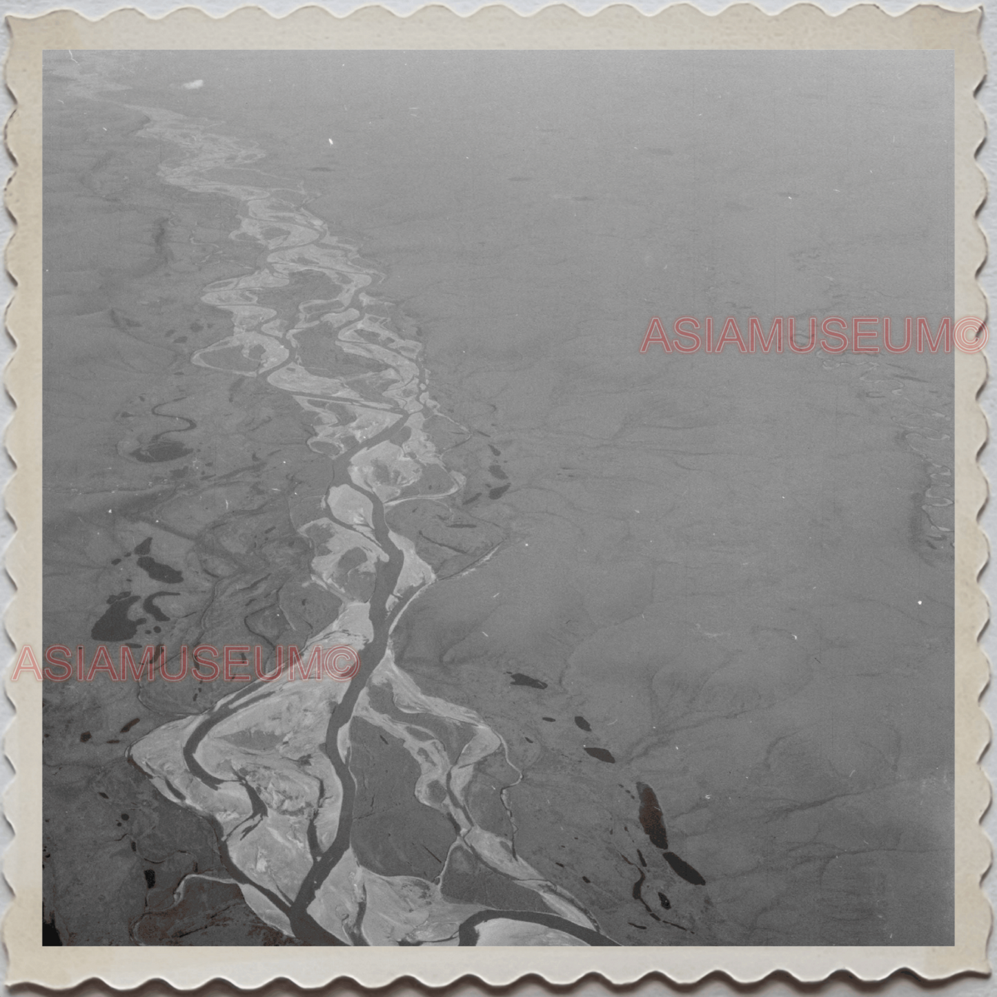 50s FAIRBANKS NORTH STAR BOROUGH ALASKA AERIAL VIEW RIVER VINTAGE USA Photo 8069