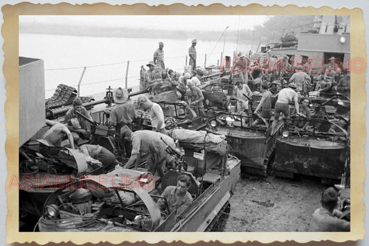 50s Vietnam TRUCK SHIP AMPHIBIAN TANK TOPLESS ARMY SOLDIER  Vintage Photo 1334