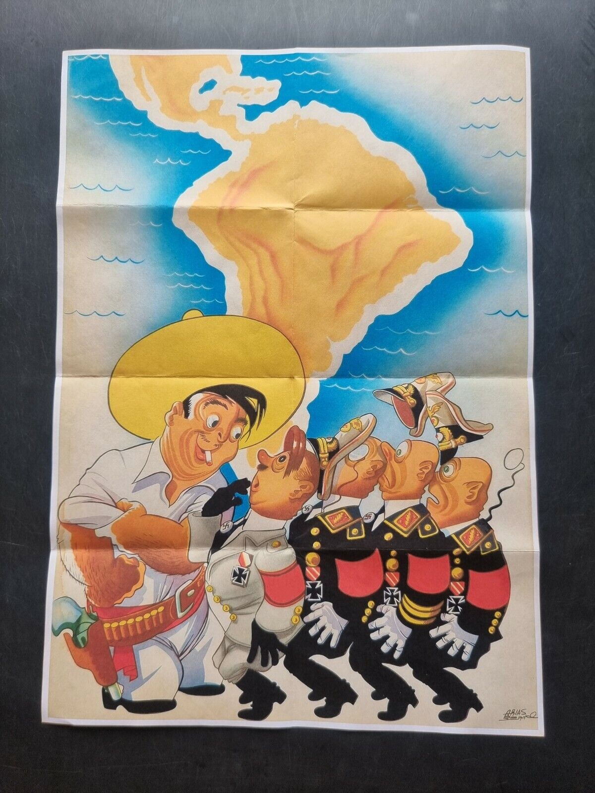 1941 WWii SOUTH AMERICA MEXICO CARICATURE JAPAN TOJO COMIC ww2 PROPAGANDA POSTER