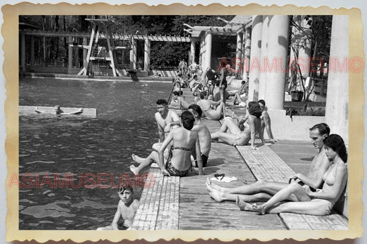 50s Indochina Vietnam Army Topless Man Women Swin Suit Bikini Vintage Photo 1347