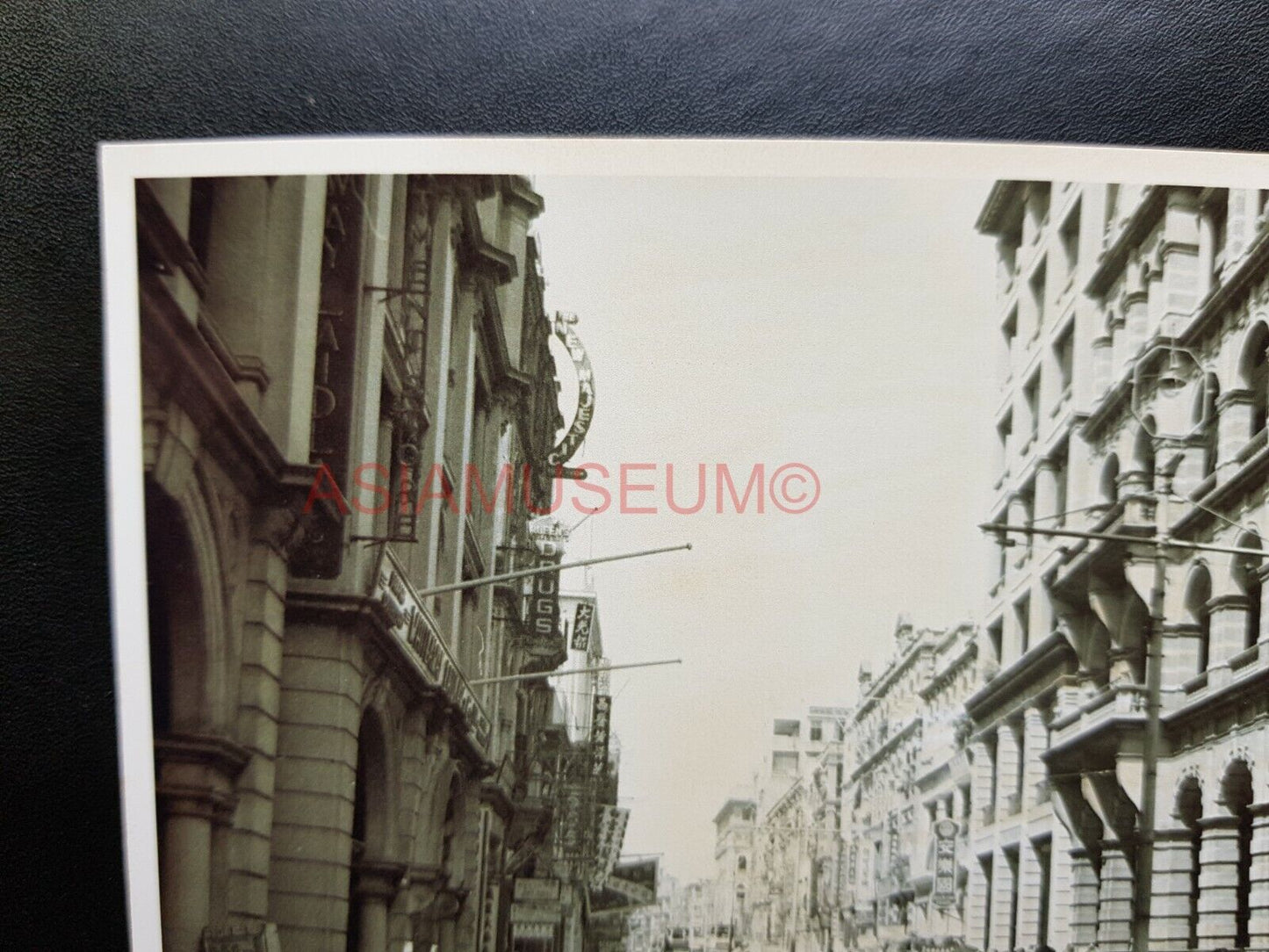 Central Queen's Road Lamp Post British Colonial  Hong Kong Photo Postcard RPPC