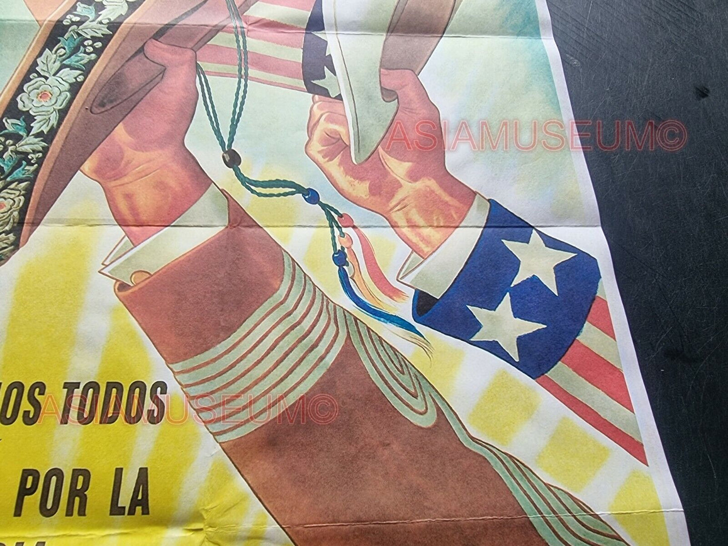 1941 WW2 USA AMERICA BUY WAR BOND SOLDIER ARMY MEXICO HAT FLAG PROPAGANDA POSTER