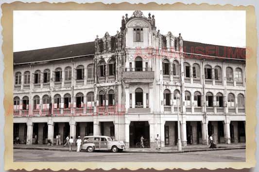 50s THAILAND BANGKOK STREET SCENE BUILDING CAR ROYAL FACADE Vintage Photo 28627