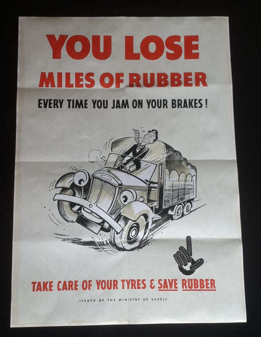 1942 USA AMERICA TYRE SAVE RUBBER TRUCK WAR ARMY SOLDIER FLAG PROPAGANDA POSTER