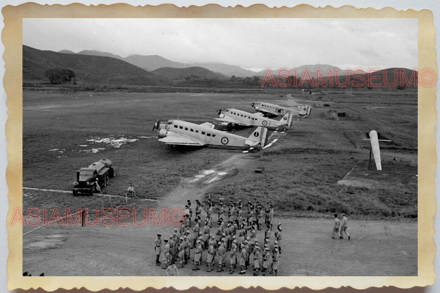 50s Vietnam SAIGON HO CHI MINH AIRFIELD PLANE AIRCRAFT TRUCK Vintage Photo 1498