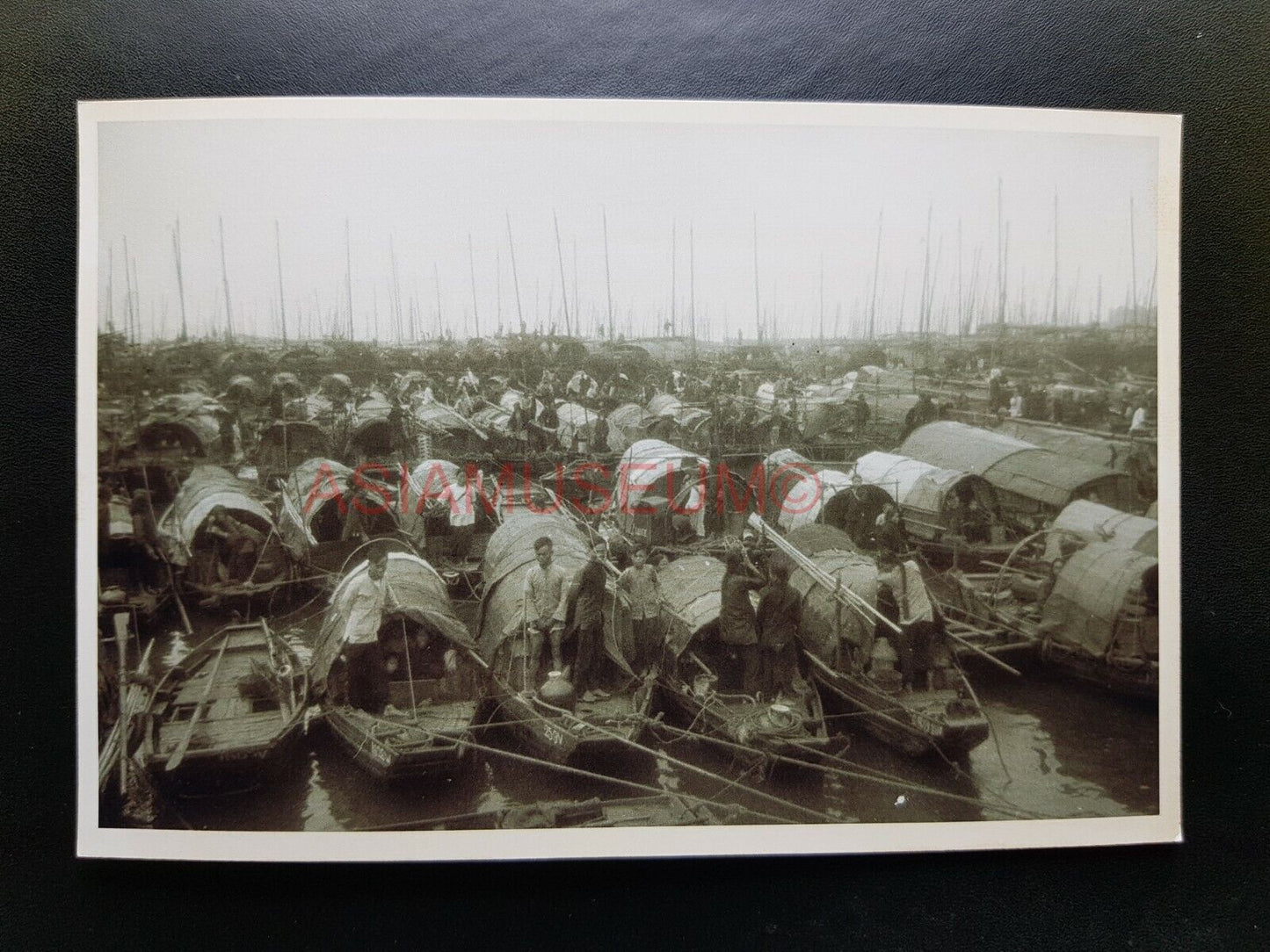 Aberdeen Sampan Boat Boy Chinese Vintage B&W Hong Kong Photo Postcard RPPC 1706