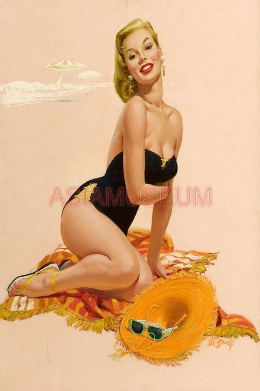 1941 WW2 USA AMERICA WOMEN SEXY LADY SWIMSUIT WAR GIRL VINTAGE BEACH Postcard