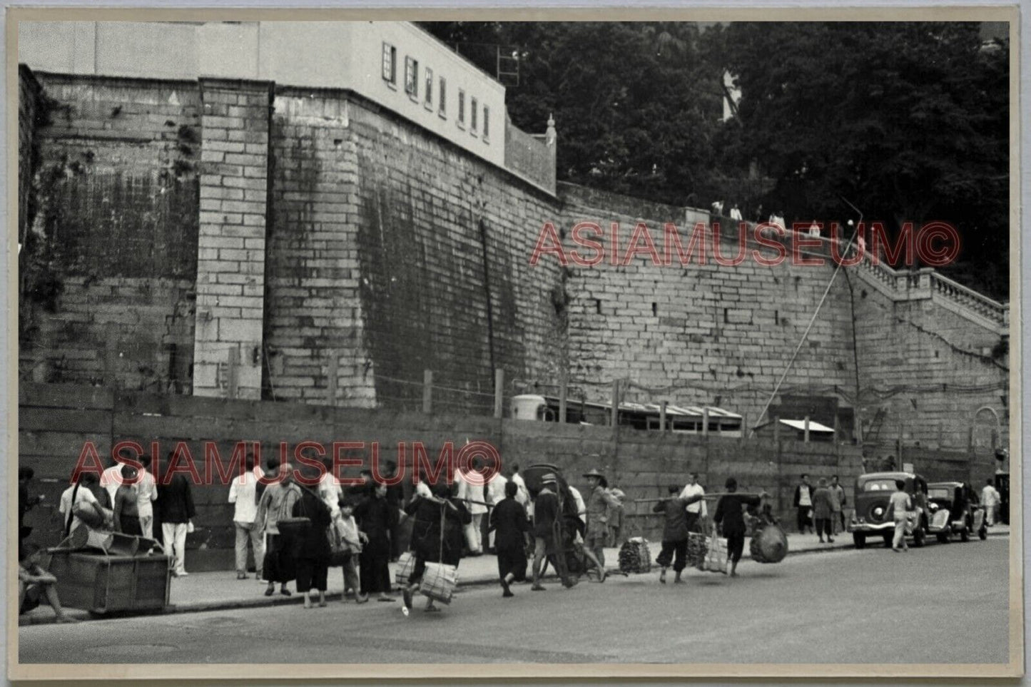 1940s Street Scene Market Car HONG KONG VINTAGE PHOTO POSTCARD RPPC 784 香港舊照片明信片