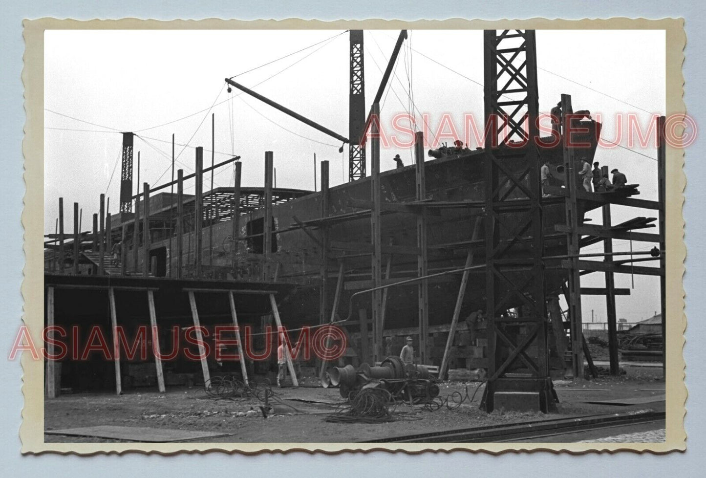 SHIP BUILDING DOCKYARD LABORER PIER Vintage China SHANGHAI Photo #3720中国上海老照片