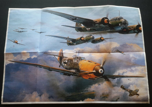 1943 WW2 AIRPLANE BOMBER AIRCRAFT RAF BRITAIN  PILOT ART WAR PROPAGANDA POSTER