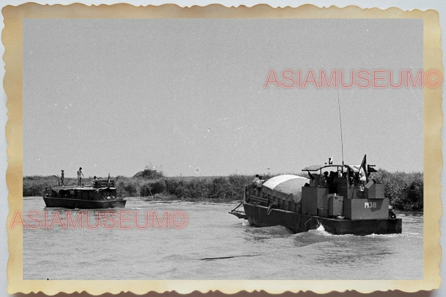 50s Vietnam Indochina USA NAVY BOAT SHIP MEKONG RIVER WAR War Vintage Photo 815