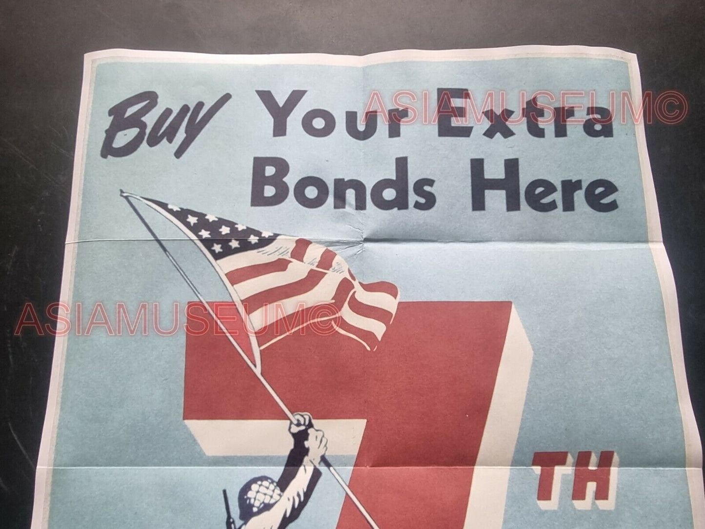 1941 WW2 USA AMERICA BUY WAR BOND SOLDIER ARMY IWO JIMA FLAG PROPAGANDA POSTER