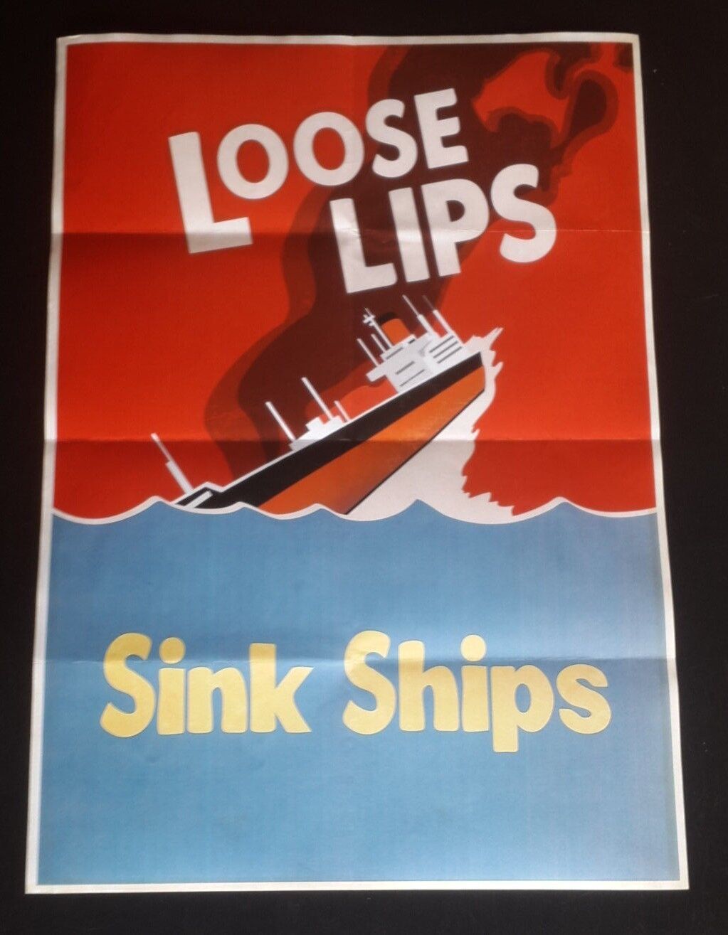 1942 WW2 USA AMERICA SPY LOOSE LIPS SINK SHIPS WARSHIP WAR PROPAGANDA POSTER