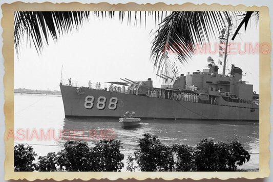 50s Vietnam Indochina Battleship French Navy Gun Mekong River Vintage Photo 510